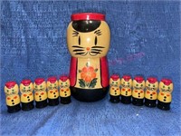 Hand painted USSR nesting dolls cats