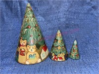 Hand painted nesting Christmas tree (cone shape)