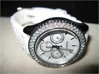 White Crystal Fossil Watch