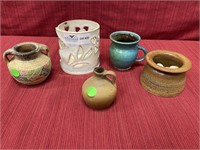 5 unmatched pieces of pottery. Luminary, mini