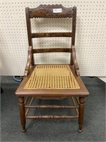 Walnut Eastlake dining chair with Cane bottom