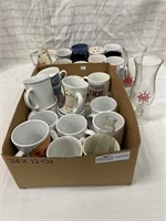 2 box lots of assorted coffee cups and 2 Halls on
