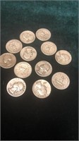 Lot of 12 Silver Quarters 1950
