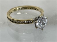 14KT Gold Ring with CZ Stones 1.8dwt, size 8