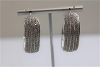 Pair of diamond hoop earrings