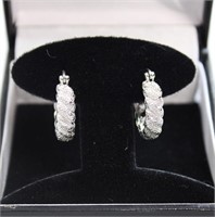 Pair of small diamond hoop earrings