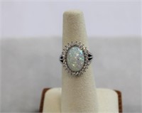 Sterling silver oval cut opal ring