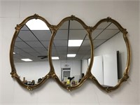 Three section designer wall mirror