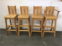 Set of 4 oak quality tall chairs