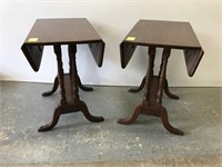 Pair mahogany dropleaf lamp tables