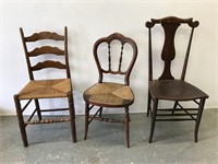 Three unmatched side chairs