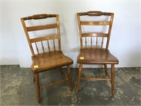 Pair half ladder back antique side chairs