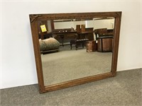 Beveled oak mirror