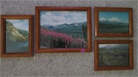 4 photographs of Alaska landscape, framed. 1-8x10,