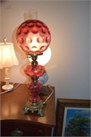 Cranberry thumbprint lamp and Gone with the wind