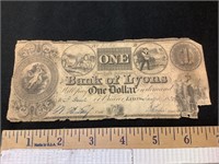 1839 Bank of Lyons NY $1 Bill