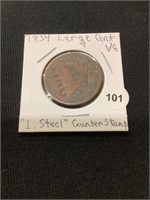 1834 Large Penny, Steel Counter Stamp