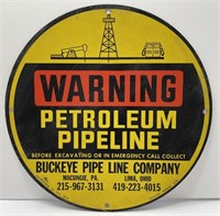 Vintage Buckeye Pipe Line Metal Warning