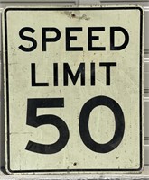Vintage 3ft 50 MPH Speed Limit Metal Reflective