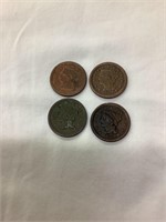 1850-1853 Large Pennies, 4 coins