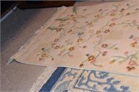Pair of hand knotted runner rugs ivory/pink.