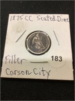 1875 Carson City Seated Dime, filler