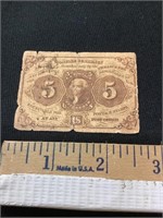 1862 Postal Currency 5 Cent Note