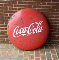 36" Vintage Metal Coca Cola Button Sign