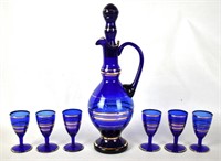 VINTAGE BOHEMIAN GLASS CORDIAL SET