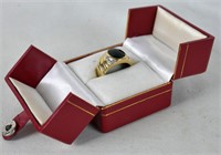 14k GOLD AND ONYX DIAMOND RING