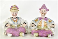 PAIR OF CONTINENTAL BISQUE PORCELAIN ASIAN NODDERS