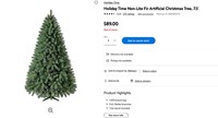Non-Lite Fir Artificial Christmas Tree,7.5'