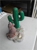 10" TALL COYOTE AND CACTUS FIGURE