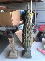 24" TALL WOOD DECORATION & WOOD CANDLE STAND