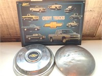 Chevy Hub Caps & Chevrolet Truck Litho Sign