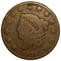 1831 Coronet Head Large Cent NICELY CIRCULATED