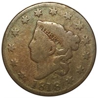 1818 Coronet Head Large Cent NICELY CIRCULATED