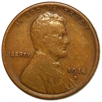 1914-D Lincoln Wheat Penny LIGHTLY CIRCULATED