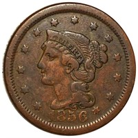1856 Braided Hair Large Cent NICELY CIRCULATED