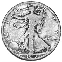 1918-D Walking Half Dollar NICELY CIRCULATED