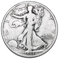 1918-S Walking Half Dollar NICELY CIRCULATED