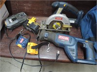 RYOBI BATTERY POWERED TOOLS-WORKS  SEE DETAILS