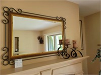 Scrolled Iron Beveled Wall Mirror
