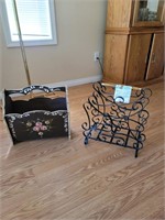 Vintage Scroll Iron Magazine Rack and Hand Painted