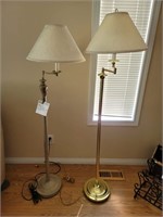 Two Floor Lamps Tri Light, Fabric Shades