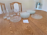 Glass Coffee Cups with Glass Bowls and Plates