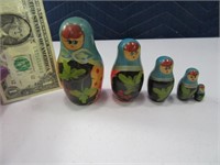 5pc Wooden Nesting Doll Set 3.75" handpainted