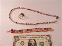 (3) Jewerly USA Bracelet~necklace~Sz8 Ring