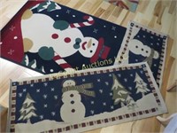 3 holiday snowman rugs great condition