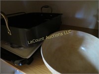 large heavy roasing pan griddle big bowl